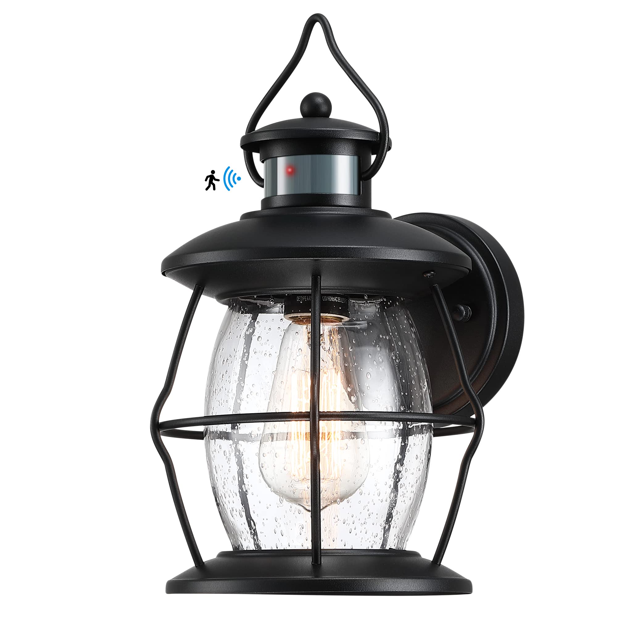 Outdoor Motion Wall Lights, Advanced Dusk to Dawn Exterior Lighting Fixtures Wall Sconce,Waterproof Porch Light for Entryway Garage Patio, PIR Motion Activated (Black)