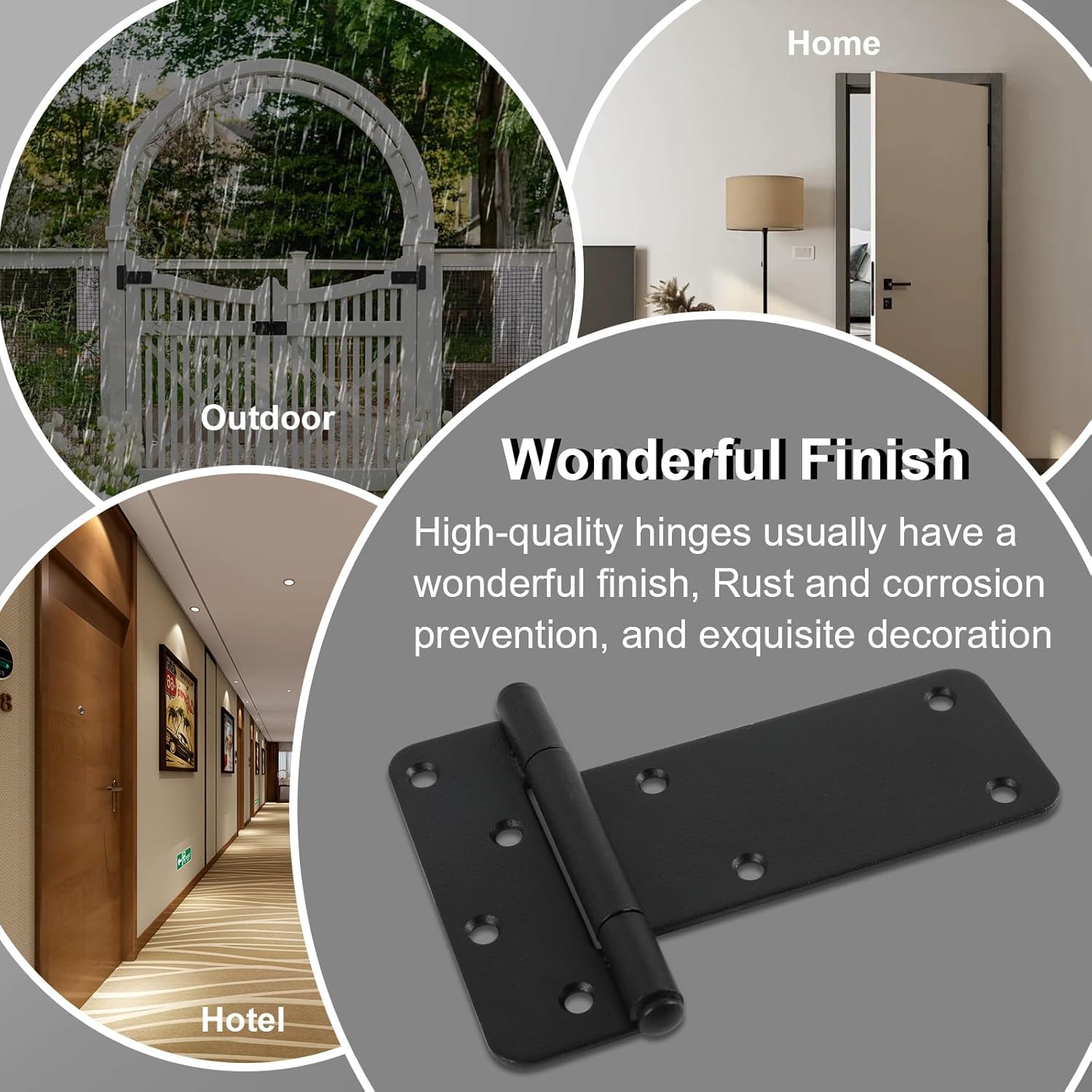 5" Door Hinges,260 Lbs Capacity Heavy Duty Gate Hinges,6 Pack T-Strap Shed Gate Hinges,Matte Black Hinges,Barn Door, Shed Doors, Rust-Resistant,Durable (5"- 6 pcs-Matte Black) -Patent Pending