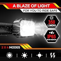 Vista 4 de Luces de bicicleta recargables para bicicleta, luz súper brillante, 8+12 modos, IPX6 impermeable, luces de bicicleta para conducción nocturna