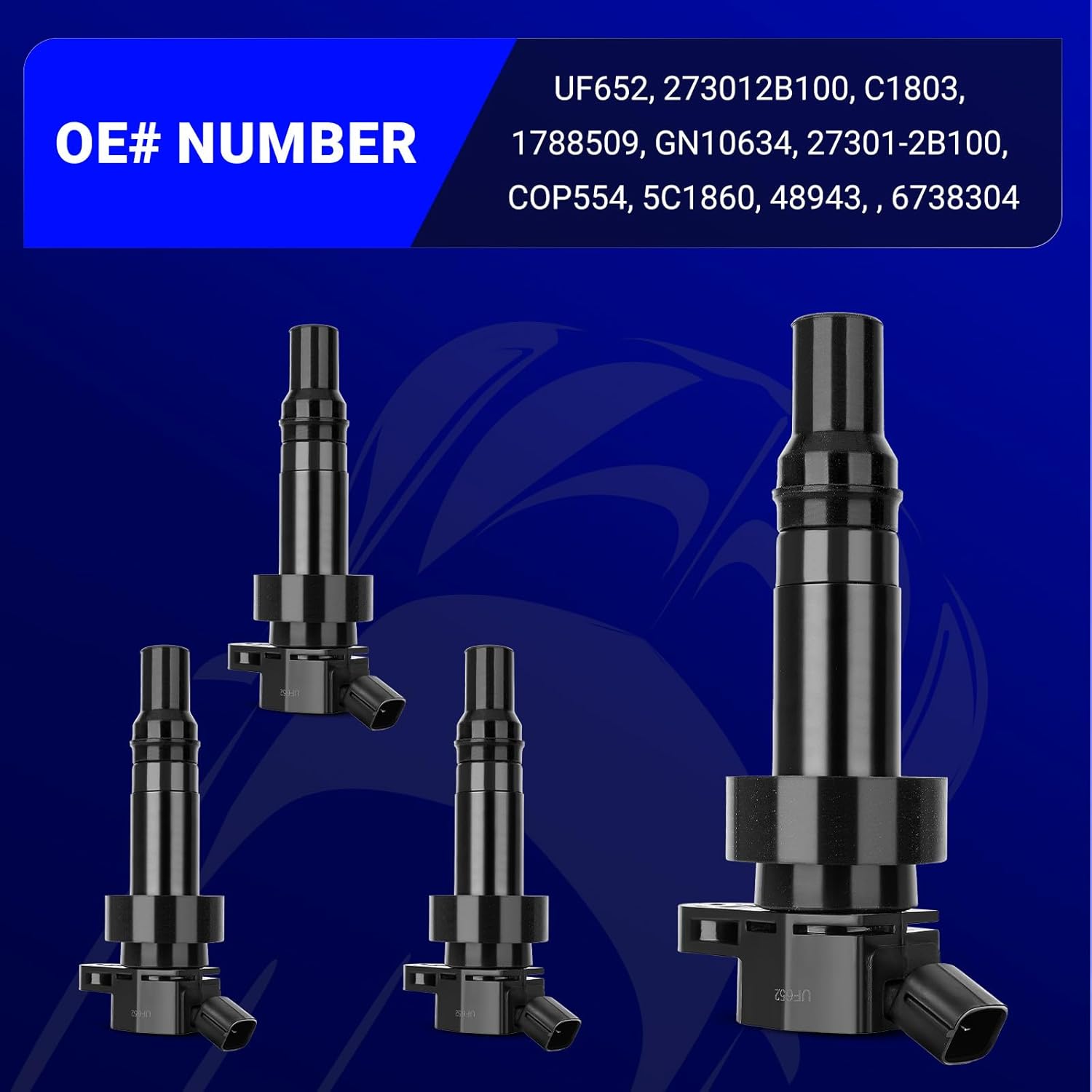 UF652 Ignition Coil Pack Compatible with 2012-2020 Hyundai Accent,2012-2017 Hyundai Veloster/2012-2020 Kia Rio,2012-2019 Kia Soul Replaces#273012B100 C1803 GN10634 5C1860 (set of 4)