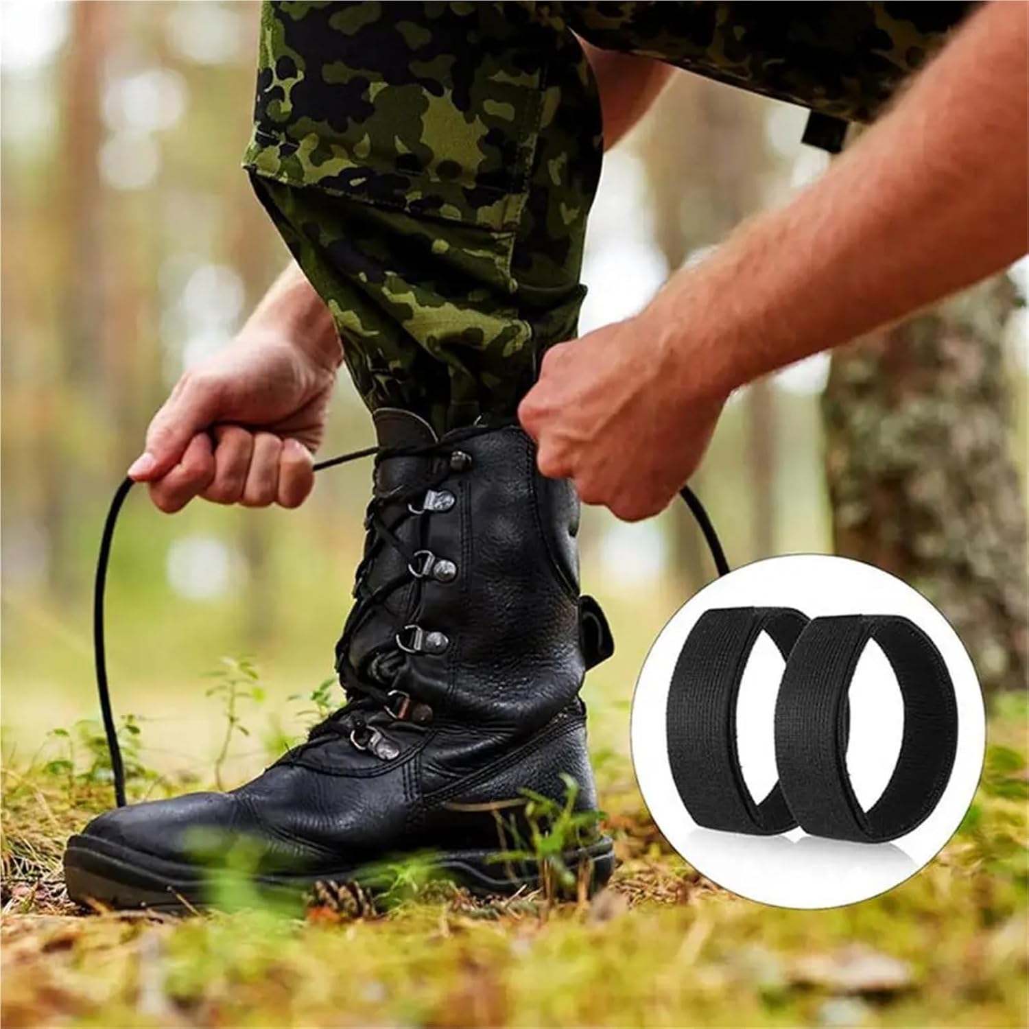 18Pcs Black Boot Blousers Elastic Adjustable Pant Leg Ankle Straps for Outdoor Hiking Hunting Cycling