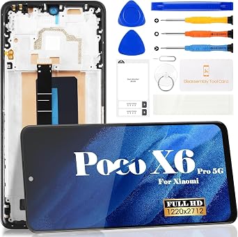 Incell LCD Screen Replacement for Xiaomi Poco X6 Pro 5G for Xiaomi Poco X6 Pro 5G LCD Display Digitizer Touch Screen Assembly Repair with Kits Black,with Frame 6.67