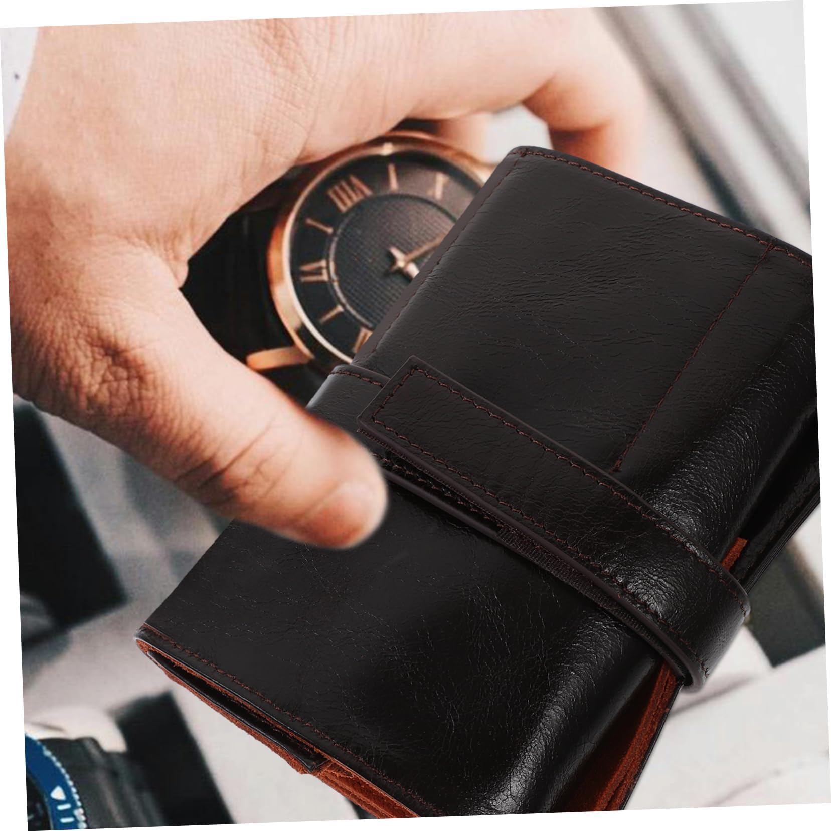 Borsa Porta Orologi in Pelle - Organizer Da Viaggio Per Orologi Da Uomo E Da Donna Contenitore Con Scomparti Multipli
