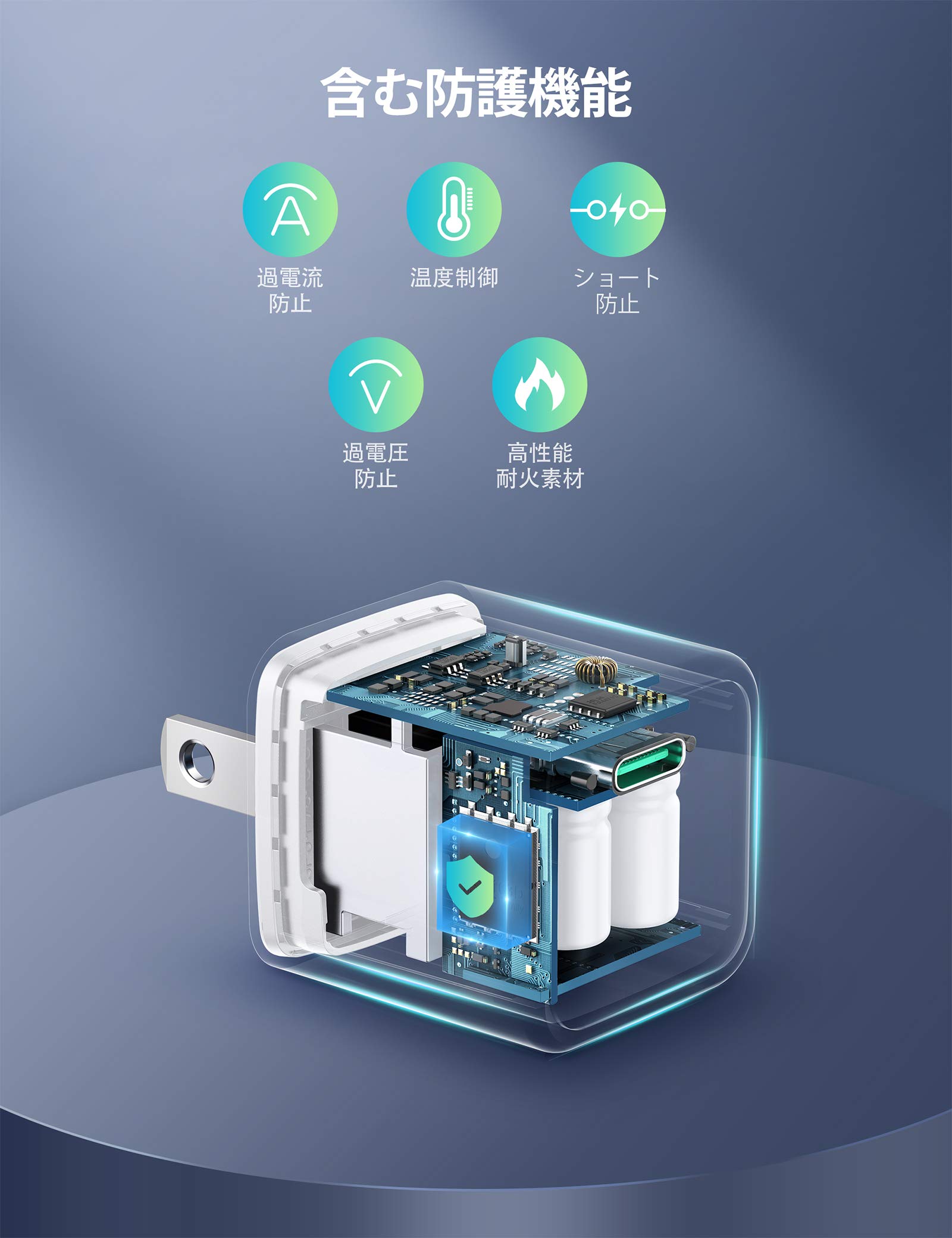 PD 充電器 RAVPower Type C 急速充電器 90W【GaN (窒化ガリウム)採用/2