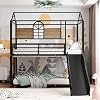 Bunk Bed for Kids Toddlers, Twin Over Full Bunk Beds with Slide, Playhouse Farmhouse Roof Window Guardrail Ladder, for GirlsBoys