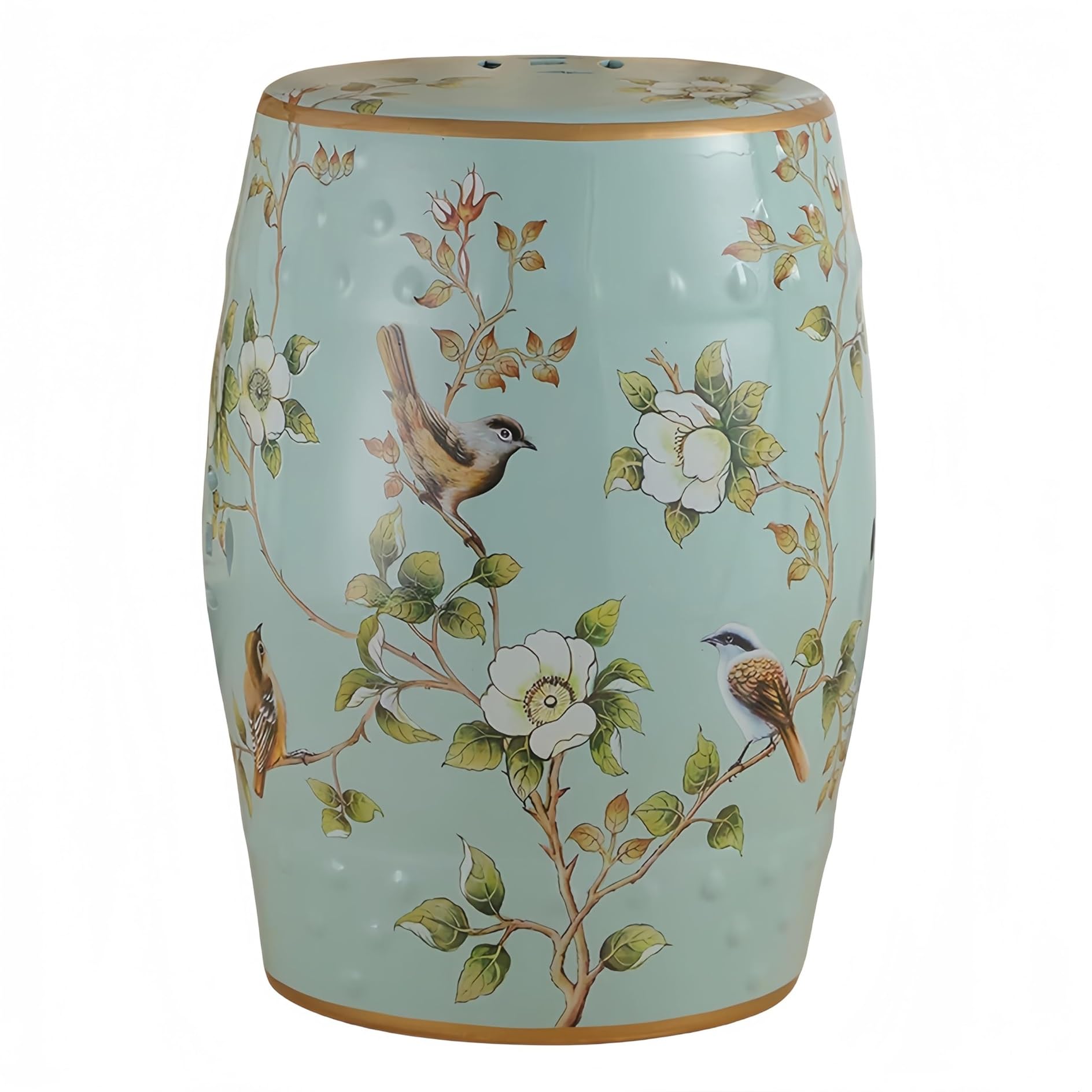 Aazon.co: Decorative Ceraic Garden Stool, Glazed Flower And Bird