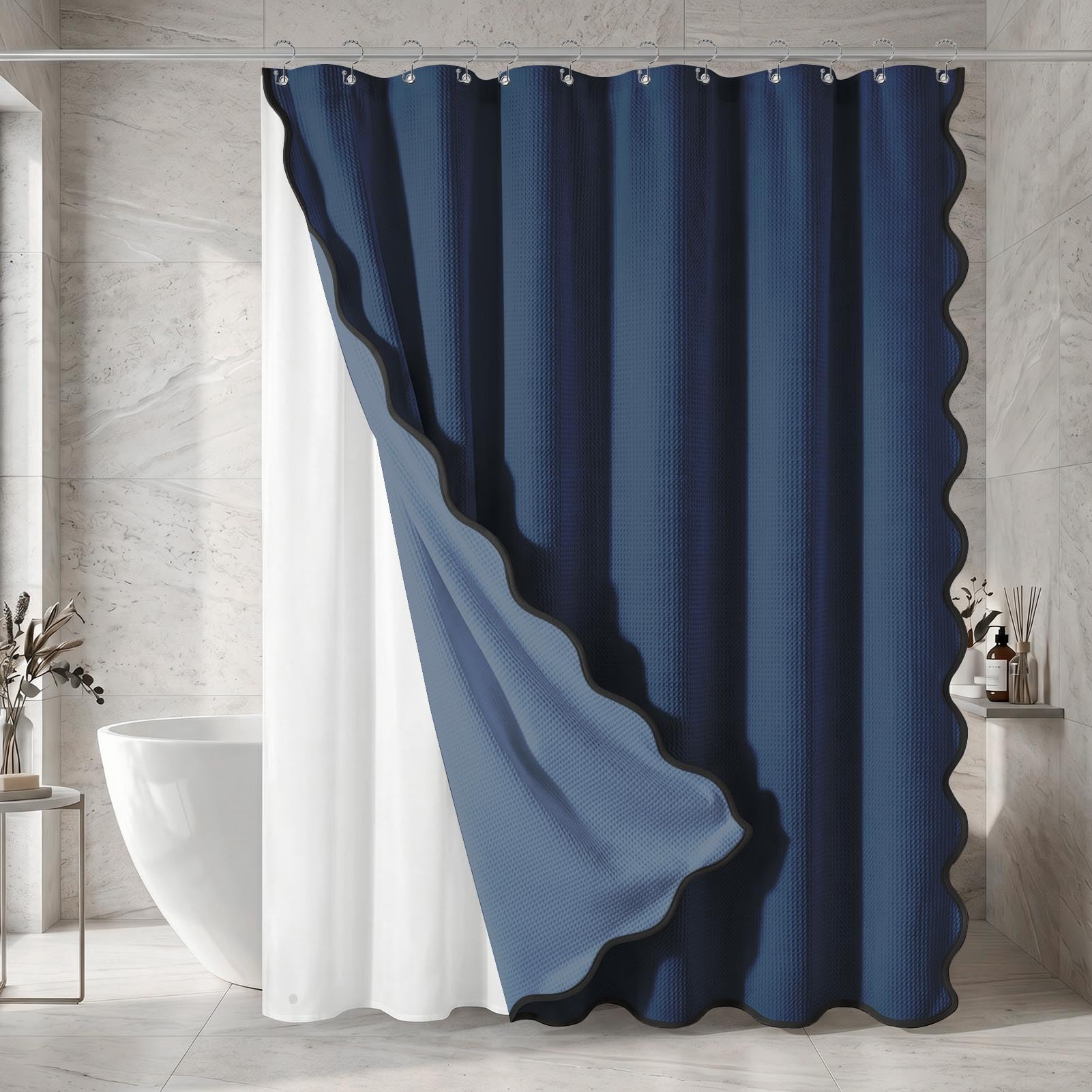 Nesphy Scalloped Shower Curtain