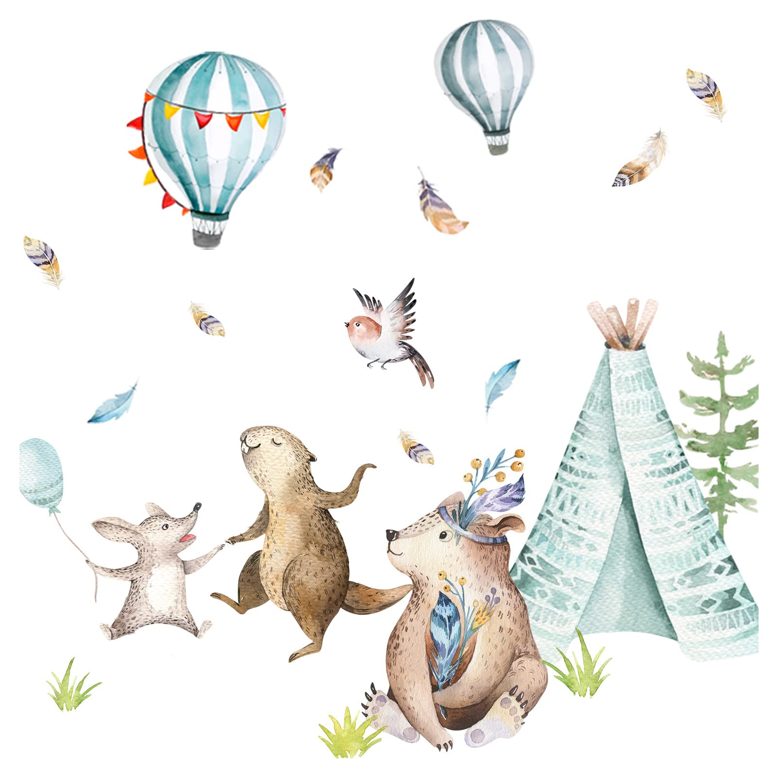 Tesoro Foresta Animali Adesivi Da Parete Per Cameretta Bambini, Set Da 15 Pezzi Multicolore, Fogli 21x34cm, Facili Da Applicare E Rimuovere, Rimovibili Senza Residui