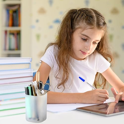 Miniatura 5 de 24 soportes de plástico blanco translúcido para bolígrafos, vasos de almacenamiento de lápices a granel, organizador de marcadores de maquillaje