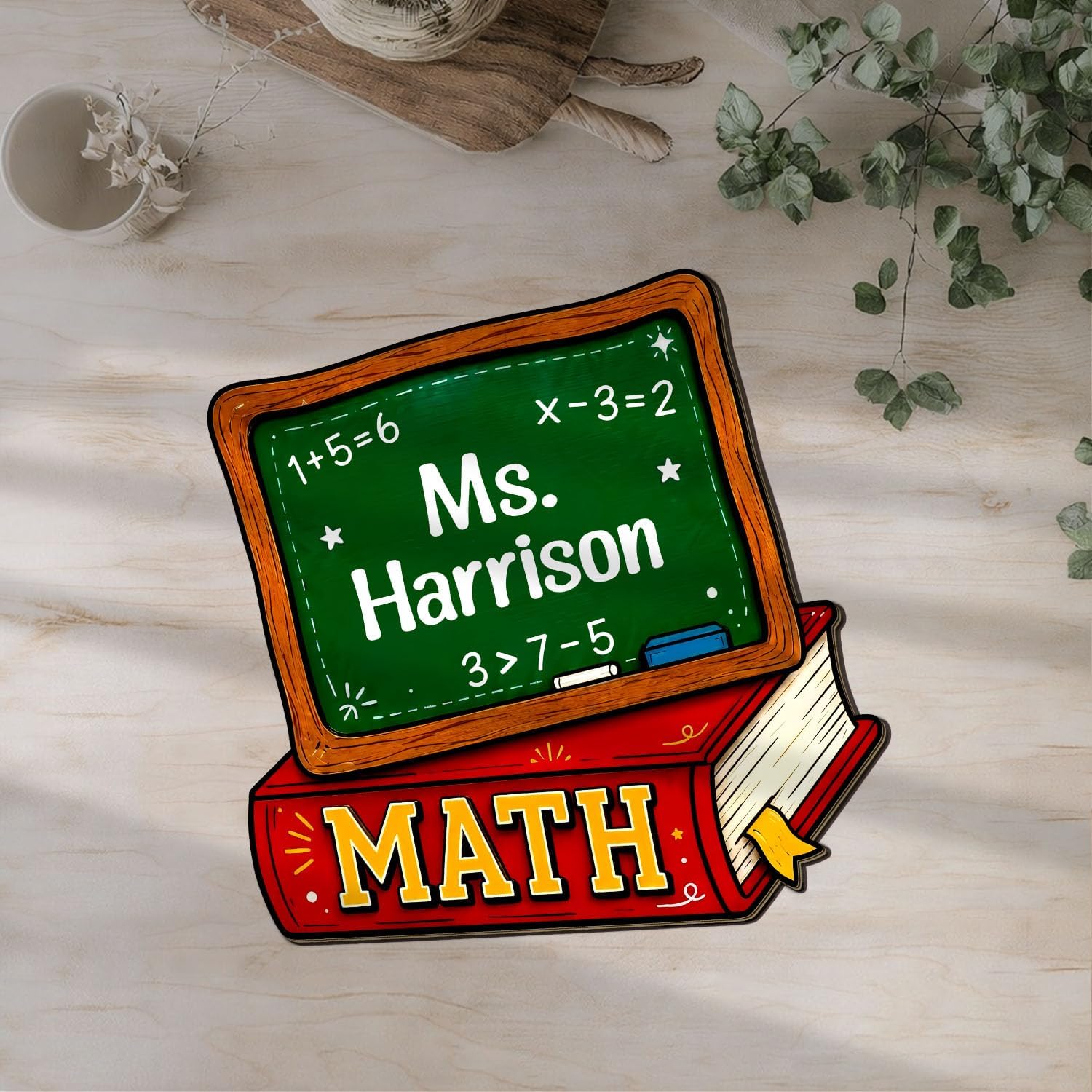 Math Teacher Door Sign, School Board & Math Book Wooden Door Hanging Decor, Maths Class Chalkboard Sign, Mathematic Teacher Gift, Personalized Maths Classroom Decor, Mathematic Teacher Must Have