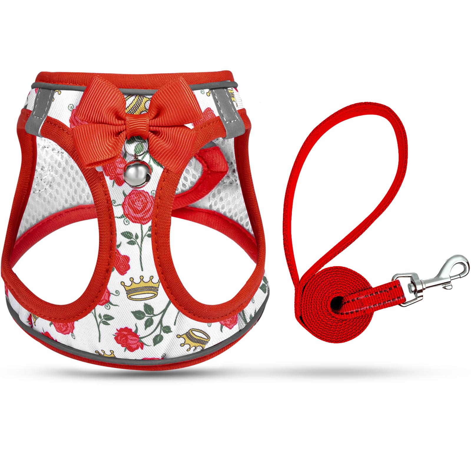 Cat Harness and Lead Escape Proof for Walking Adjustable Soft Kitten Harness with Reflective Straps Step in Cat Vest for Small Kitten and XS Dogs