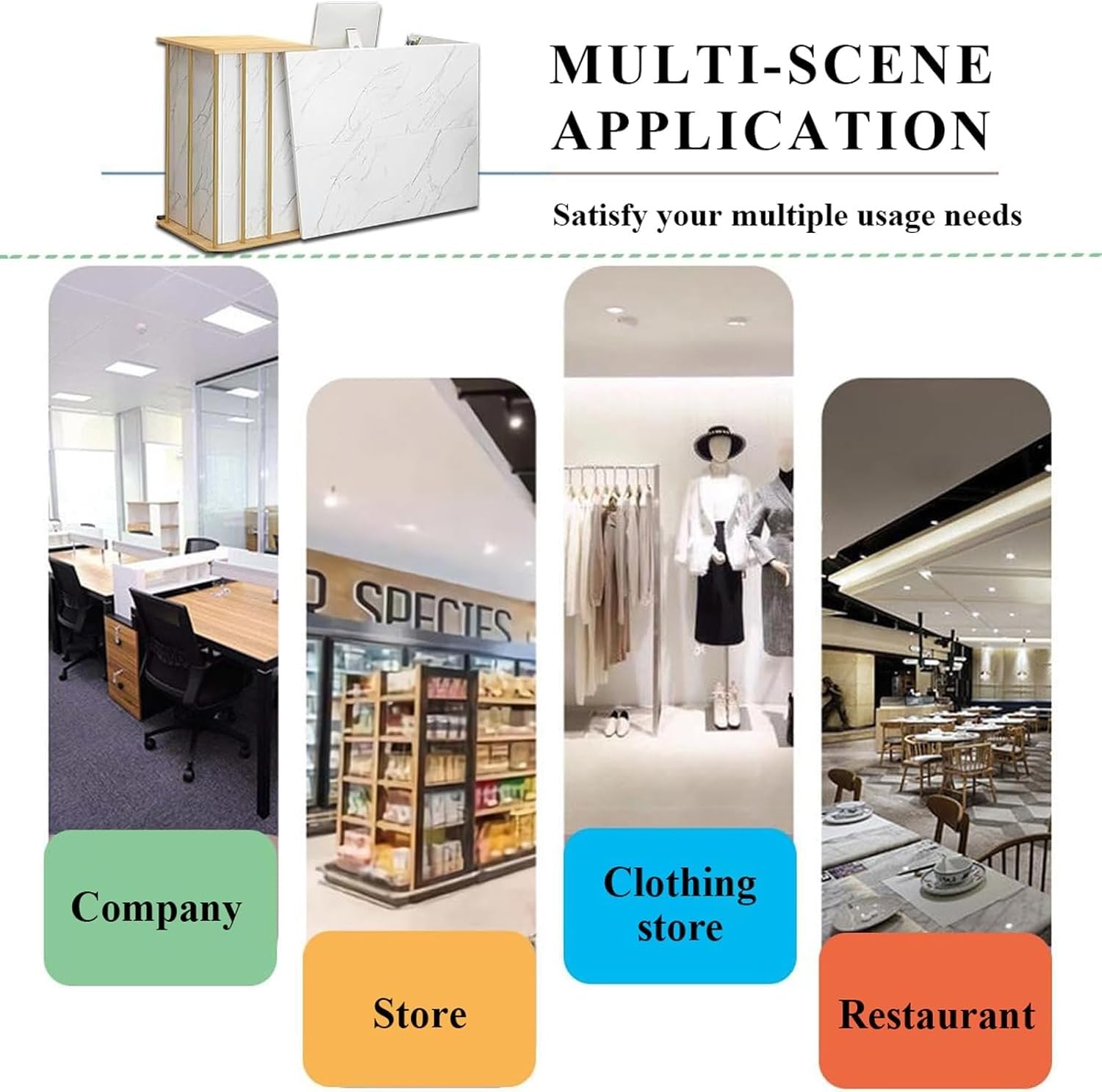 Bancone Reception Negozio, Bancone Reception Centro Estetico con Cassetti, Hotel,Bancone Reception Moderno per Supermercato Hotel Lobby Reception(Marble color,140x40x90cm)