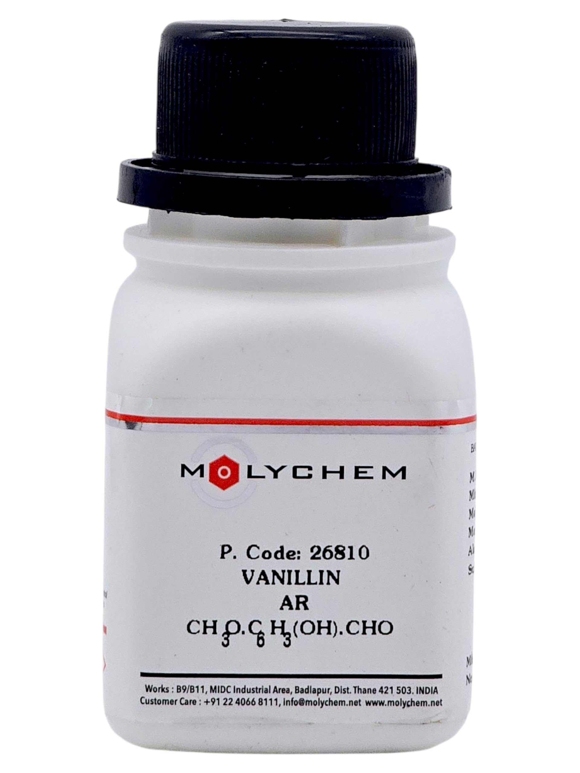 MOLYCHEM Vanillin AR GRADE, 99.9% purity, 25gm packing, CAS : 121-33-5, Molecular Formula : C8H8O3, M.W.: 152.15,for laboratory and industrial use-picture-18