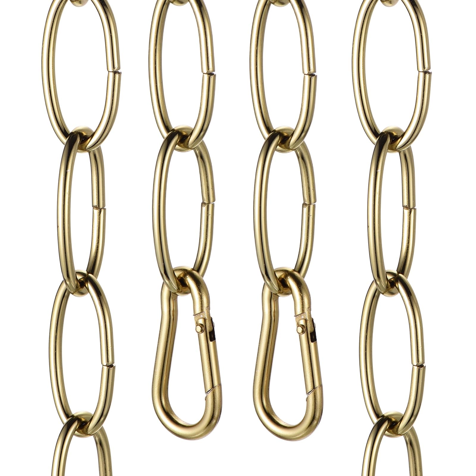 sourcing map 7ft Lighting Hanging Chain, 2.8mm/0.11" Looping Metal Pendant Chandelier Chain Extension with 2 Spring Snap Hook for Hanging Plant Pendant Chandelier Light Fixture, Light Copper