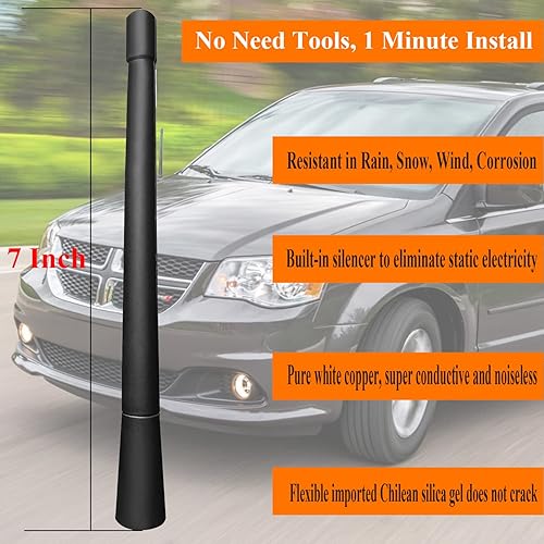 Miniatura 2 de Antena de repuesto de 7 pulgadas para Dodge Grand Caravan (2008-2018), antena Dodge Grand Caravan, mástil de antena de goma flexible