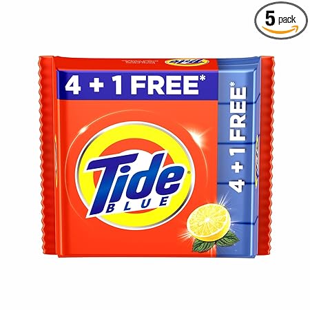 Tide Blue Detergent Bar Soap, Value Pack 200 gms x 5