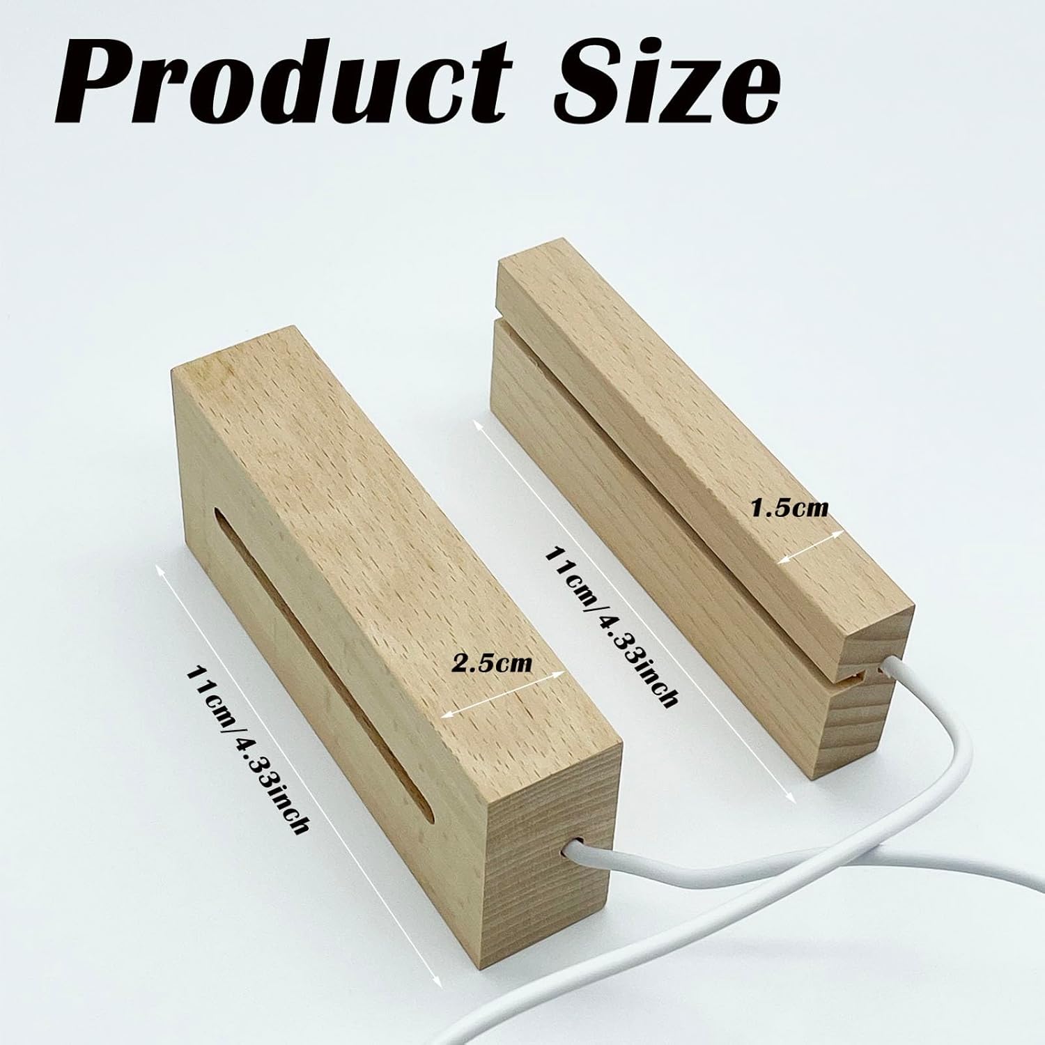 4Pcs 4.33" Wooden LED Light Display Stand Base,Rectangle Wood Led Light Base Wooden Lamp Base for Display Photos Acrylic Pictures Plexiglass Crystal Resin Craft Art -Warm Light