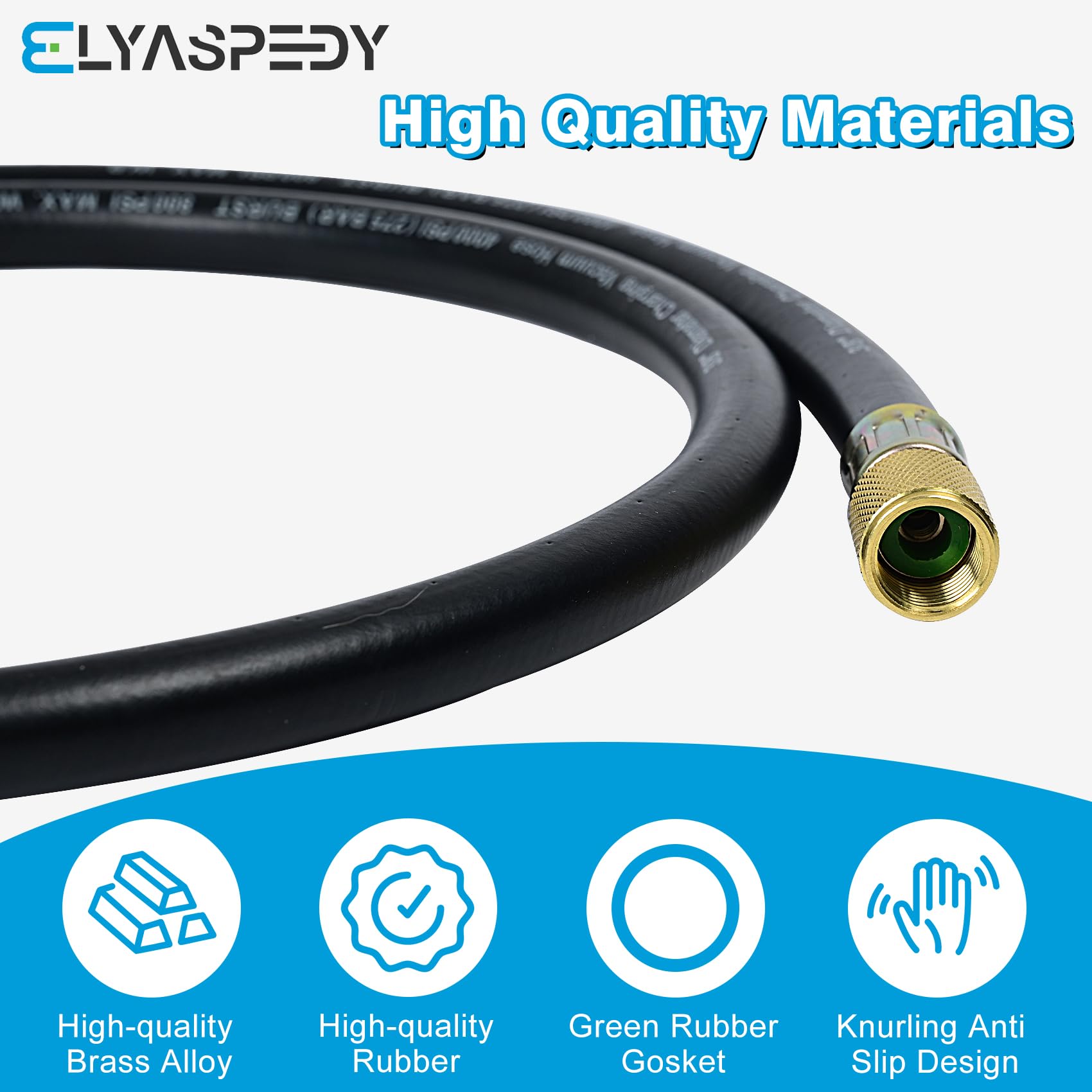 2026 Upgrade HV1 – 3/8 Zoll Vakuumschlauch, 1,5 m, Armaturen: 3/8 Zoll x 3/8 Zoll, Arbeitsdruck: 800 (Psi), Berstdruck: 4000 (Psi), kompatibel mit den meisten Kühl- und Klimaanlagengeräten, schwarz