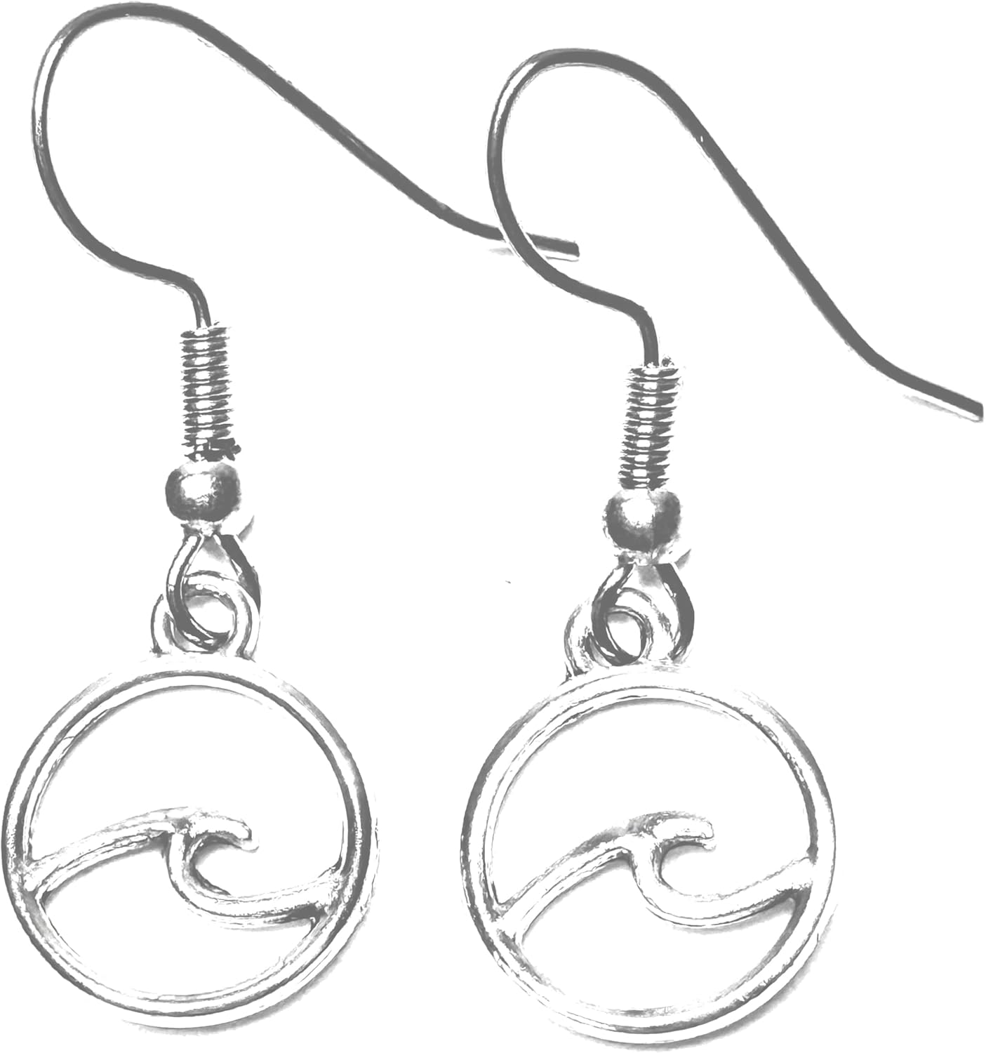 Ocean wave silver dangle earrings