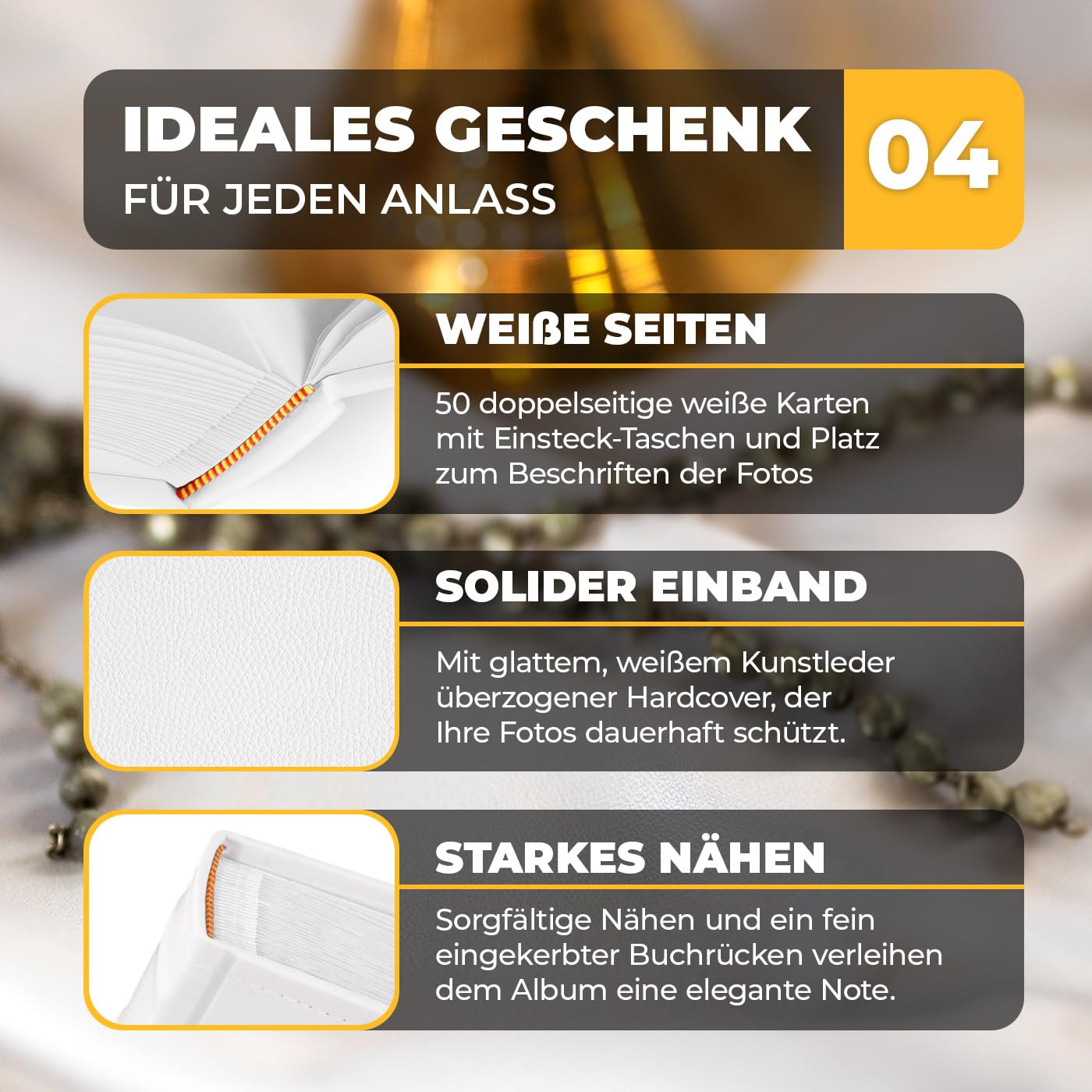 Maverton Fotoalbum zum Einstecken 10x15 cm - Einsteckalbum mit Aufdruck für 500 Fotos - Photo Album für Kind - personalisierte Geschenke zur Geburt Taufe Kommunion - 33x33cm