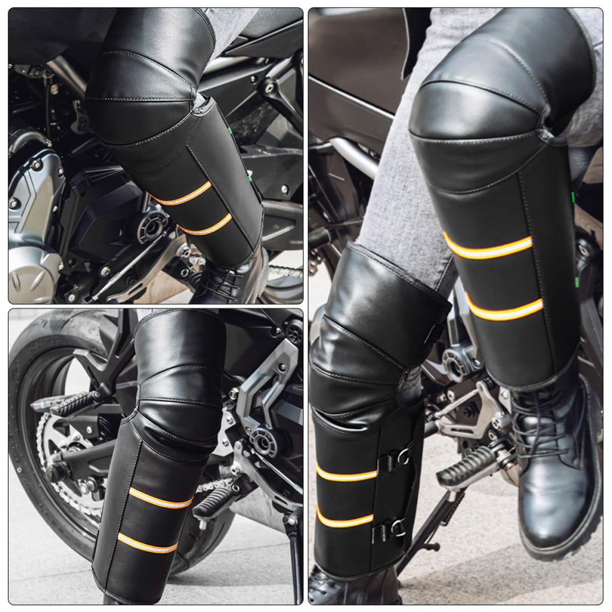 SHINEOFI Paraginocchia da Moto Invernali 2 Pezzi in Pu per Guida