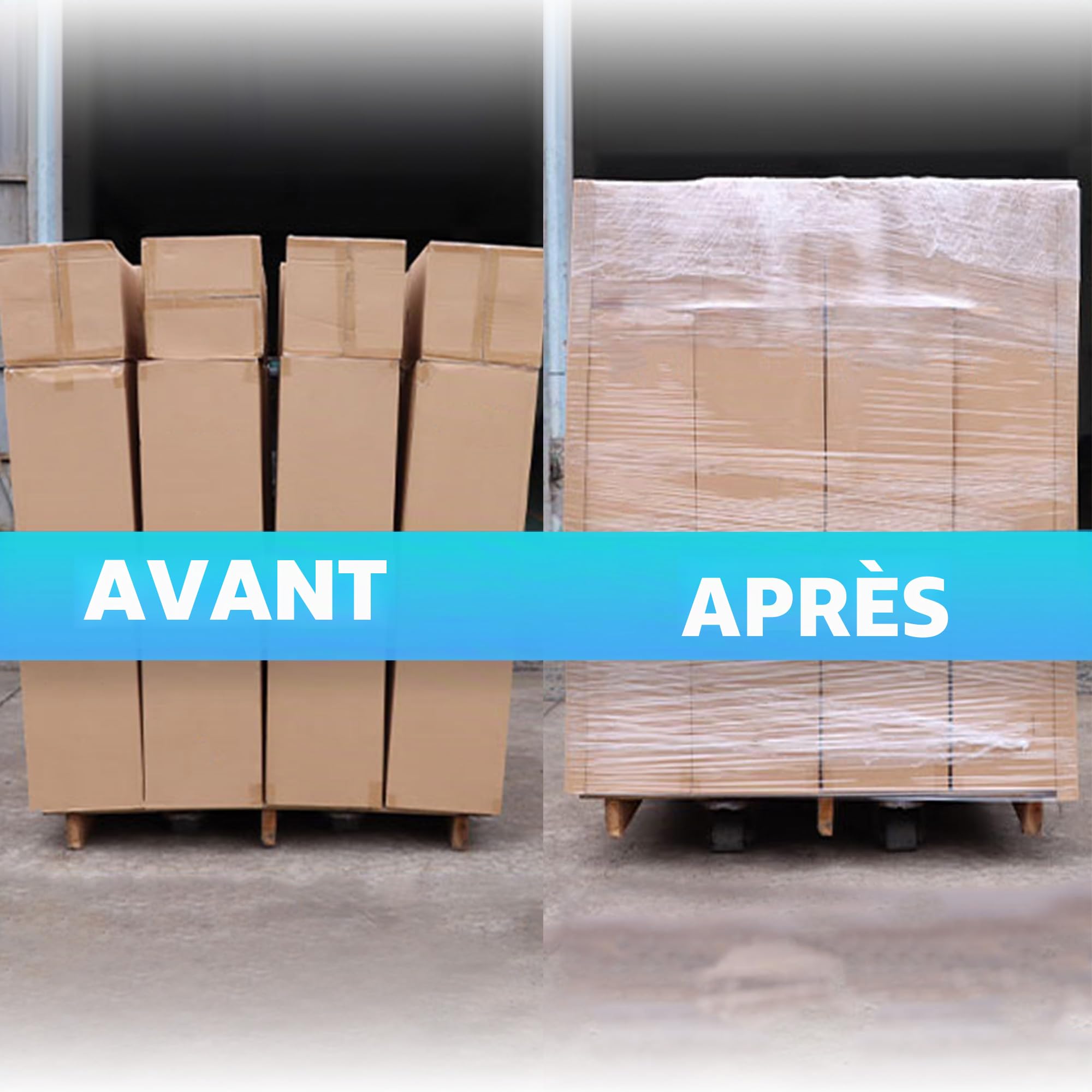 TAPEBEAR Film Étirable Transparent Avec Poignée 38cm x 230M Résistance Industrielle Palette Wrap Pellicule Plastique, Film Rétractable pour Emballage Le Déménagement et L'expédition, Lot de 2