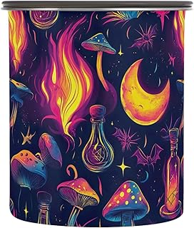 Magic Mushroom Coffee Canister Stainless Steel Food Storage Container Air tight Jar Tea Storage for Beans, Tea, Sugar, Kitchen Storage-900ML