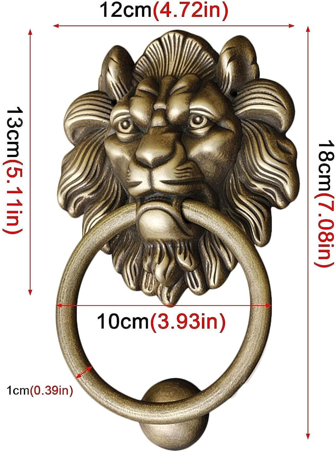 Retro Door Ring Cabinet Door Handle Chinese Antique Door Knocker Lion Head Brass Door Handle for Outdoor Garden Porch Wall Decor