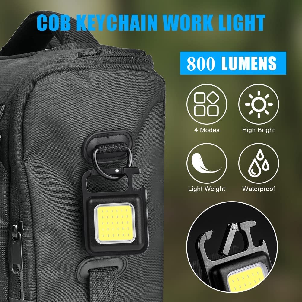 Flintronic LED Camping Lantern, Rechargeable 800 Lumens Small COB Keychain Mini Torch, Portable Mini Pocket Light, Multi-Functional Work Inspection Light for Cycling Repairing Outdoor — Amazon image 4