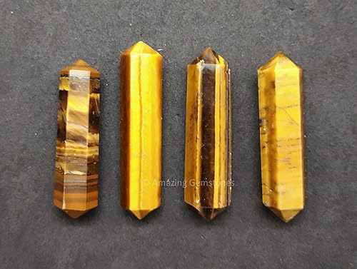 Piedras preciosas de punta de lápiz de cristal, cristales curativos para bricolaje colgante, collar, fabricación de joyas, Ojo de Tigres
