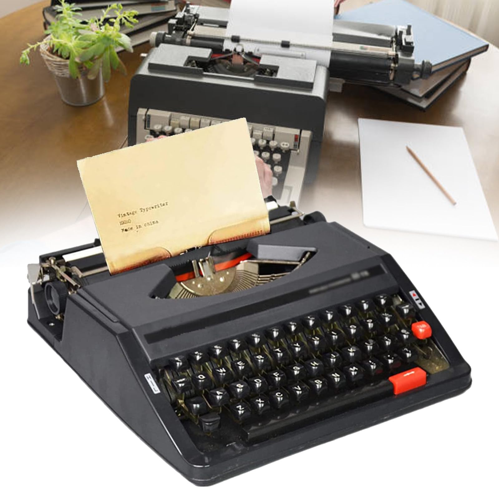 Macchina da scrivere manuale classica, macchina da scrivere portatile retrò, macchina da scrivere antica, decorazione artistica, macchina da scrivere per la decorazione dell'ufficio domestico,Black