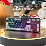 96% Wired Gaming Keyboard,Creamy Membrane Quiet Silent Keyboard with Number Pad & Volume Knob,Light Up Computer USB Keyboard for PC Desktop Games Office