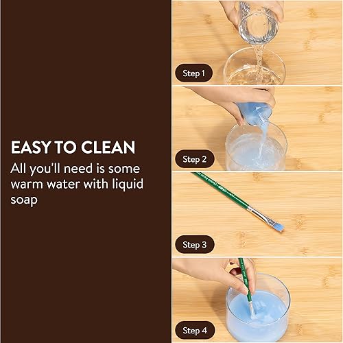 Miniatura 6 de H&S Juego de 12 pinceles de pintura profesional para artistas, punta redonda plana para pintura al óleo de acuarela acrílica, pinceles de acuarela,