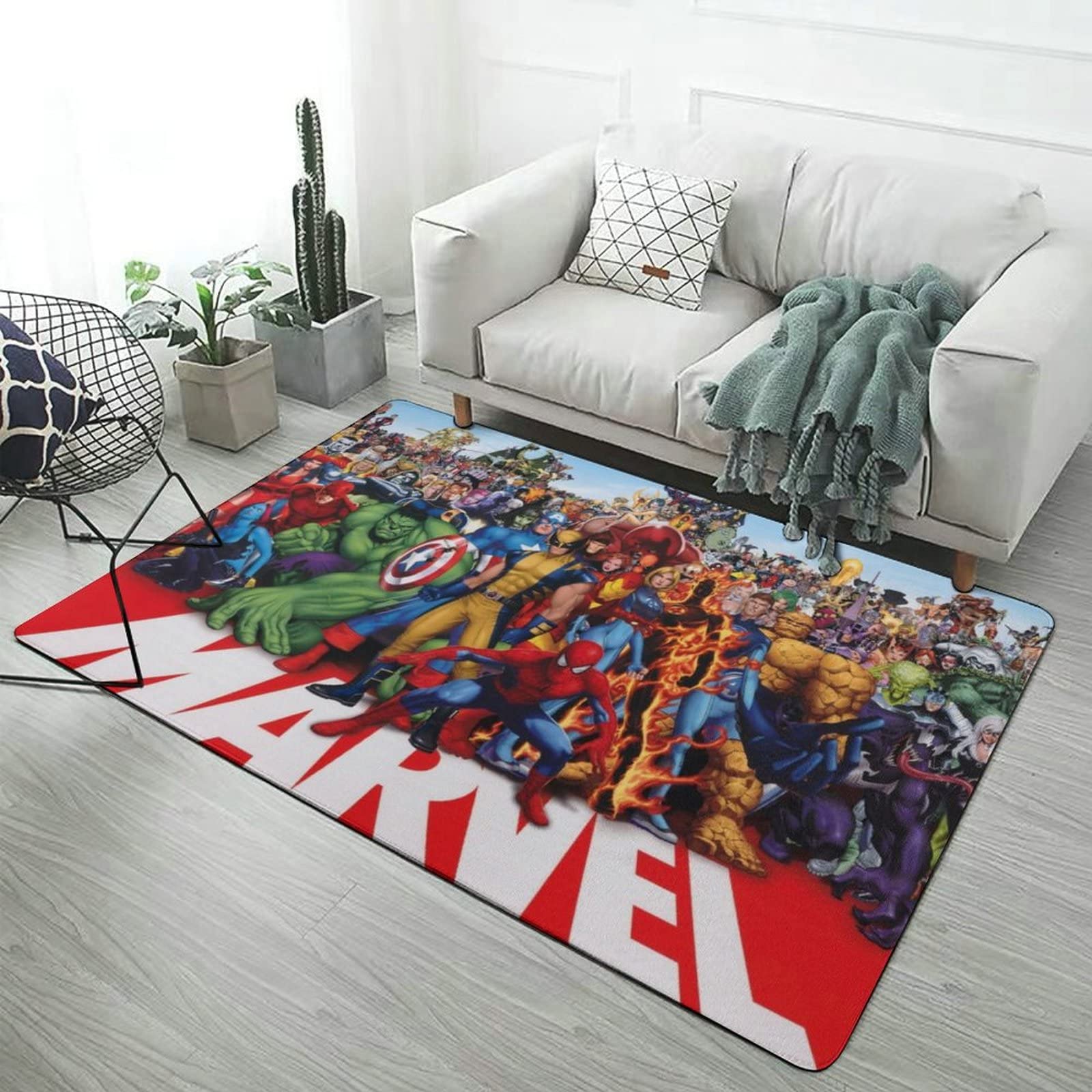 Amazon | マーベル ラグ カーペット 洗える ラグマット 滑り止め付