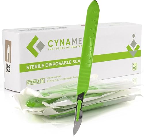 Vista 13 de Cynamed - Bisturí desechable con asas graduadas, cuchillas de acero inoxidable quirúrgico, estéril, bolsas fáciles de quitar (caja de 10), ideal