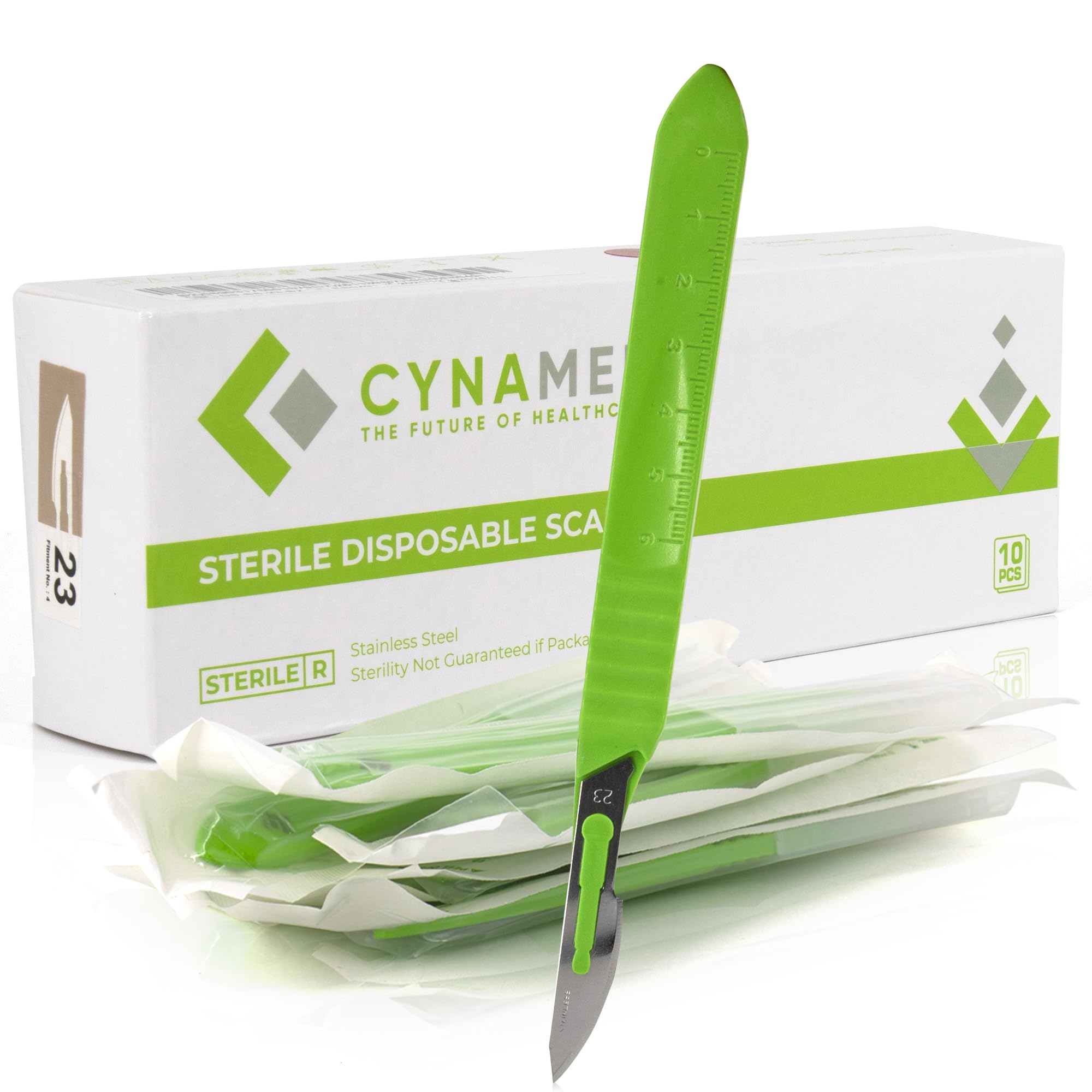 CYNAMED # 22 Disposable Scalpel with Plastic Handle - Sterile Single Blade Razor for Dermaplaning, Dissection, Podiatry, Professional Grooming, Acne Removal - Surgical Stainless Steel Tool - Box of 10 — Amazon image 9