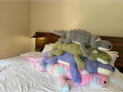 Miniatura 5 de Hofun4U Almohada de felpa de cocodrilo, animal de peluche de cocodrilo de 46 pulgadas, decoración del hogar, Navidad, San Valentín, cumpleaños,