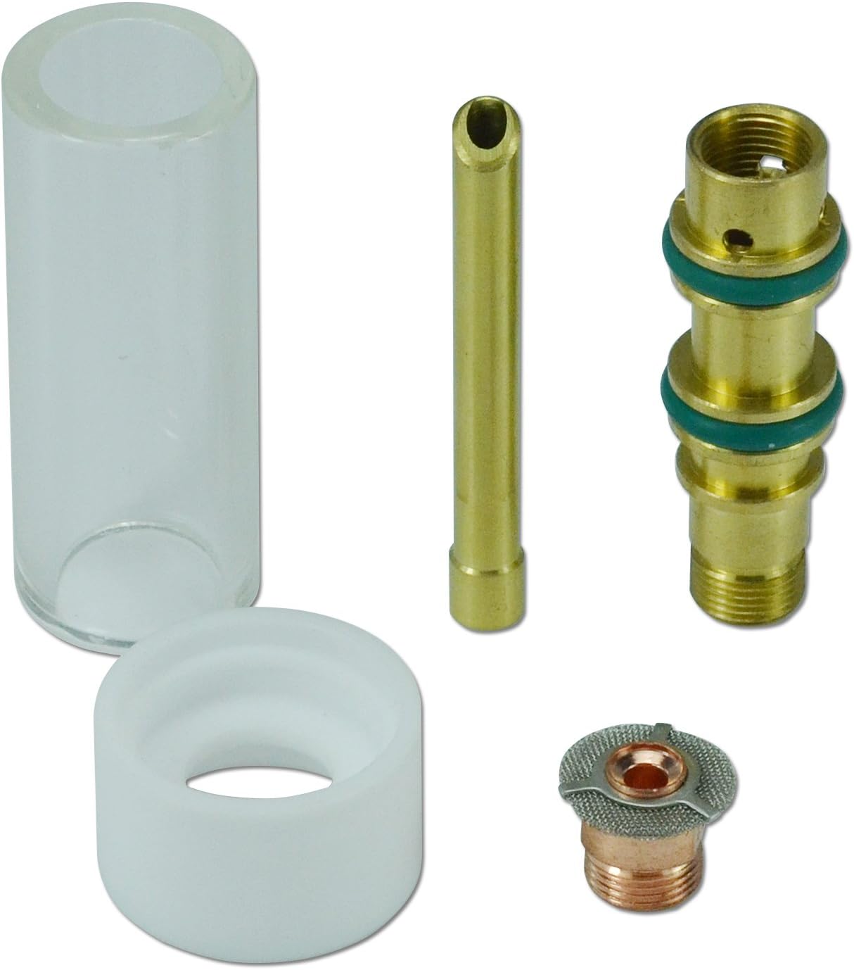 RIVERWELD3.2mm Gas Saver Pyrex Cup Consumable Kit for WP SR 17 18 & 26 TIG Welding Torch,5pcs