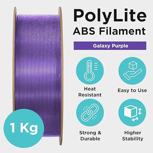 Miniatura 4 de Polymaker Filamento ABS con purpurina de 0.069 pulgadas, filamento de impresora 3D de ABS morado galaxia de 0.069 pulgadas, resistente al calor, 0.2