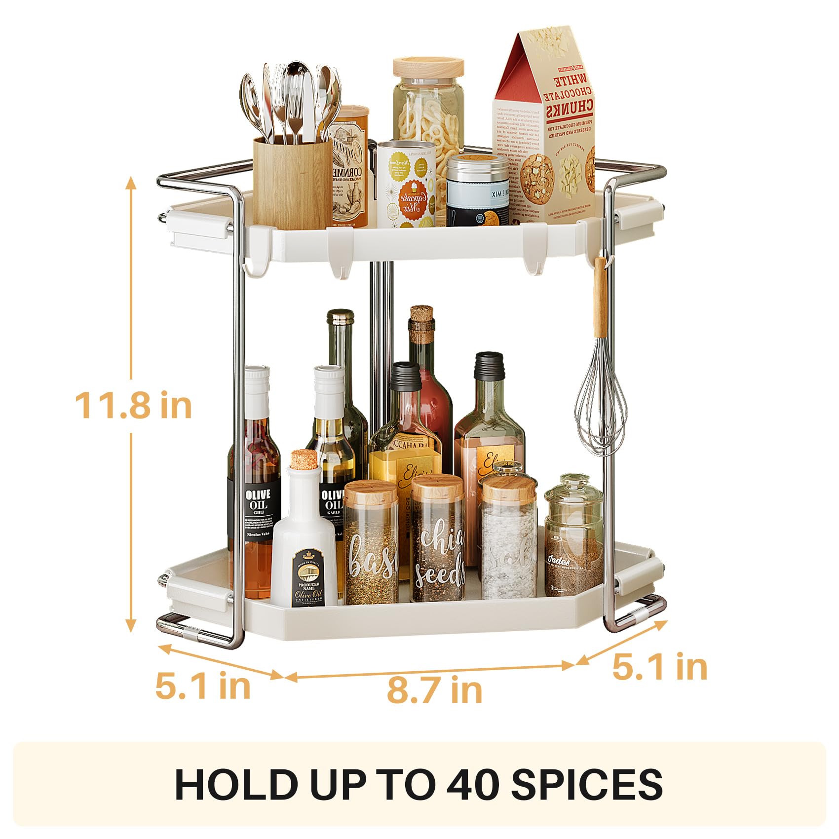 Snapklik.com : Spice Rack Organizer Corner Shelf - 2 Tier Countertop ...