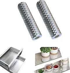 Rolo 2 Papel Alumínio Rolo Cozinha, Forro Para Gavetas E Armários Antiderrapante, 40cm X 3m, Adesivo De Prateleira De Armários De Papel De Parede De Folha De Vara