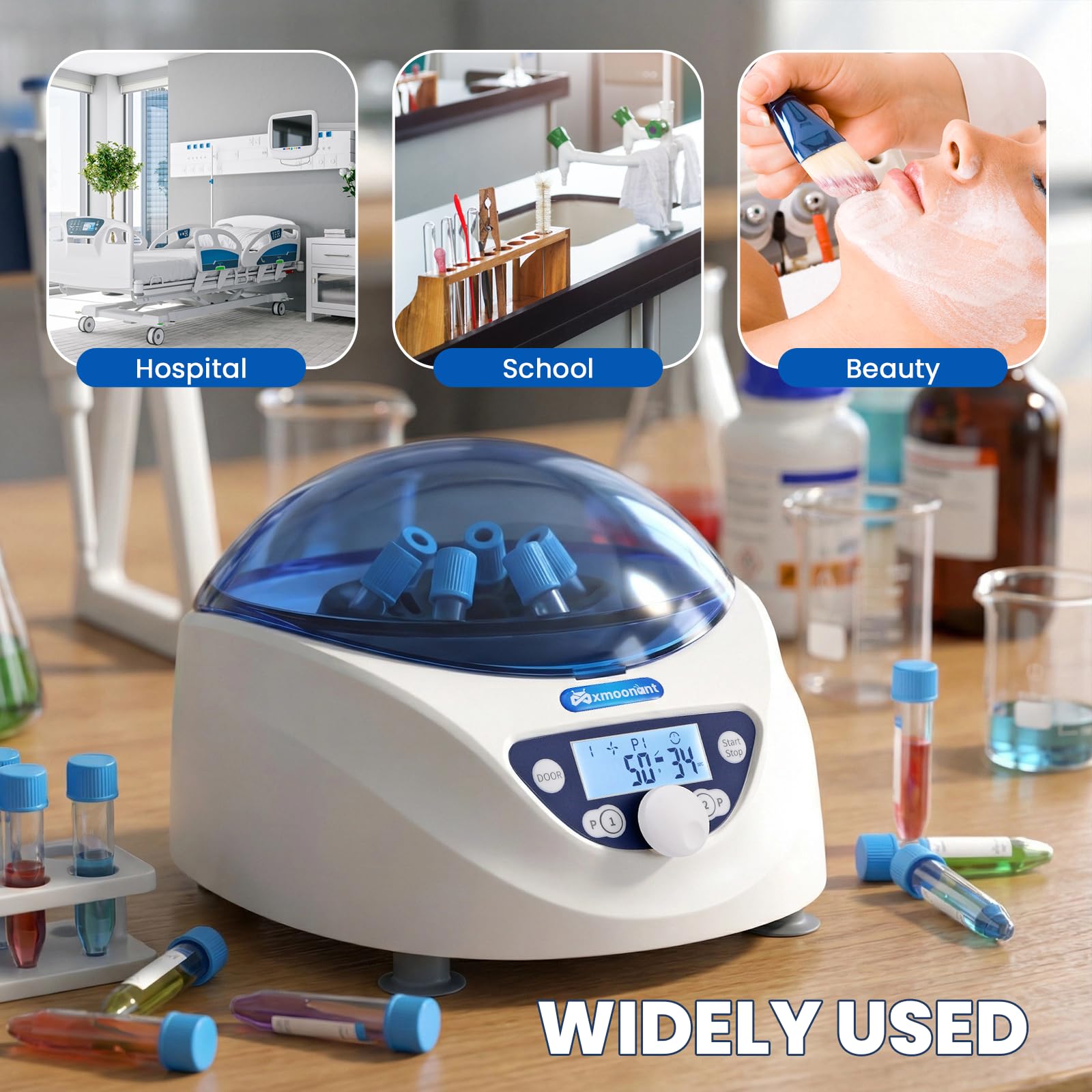 Mxmoonant Centrifugadora de Laboratorio 6x15ml 5000 rpm 2600xg 30s-99min | para tubos de ensayo de 1,5/2/5/7/10/15 ml, para PRP, separación de muestras, análisis cualitativo