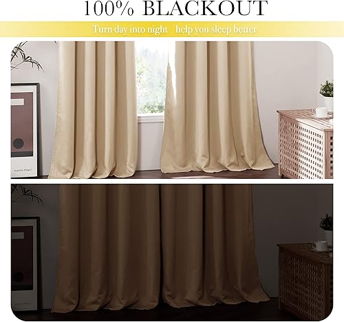 Miniatura 2 de NICETOWN Cortinas completamente sombreadas para sala de estar, protección de privacidad y reducción de ruido, paneles de cortina forrados y aislados