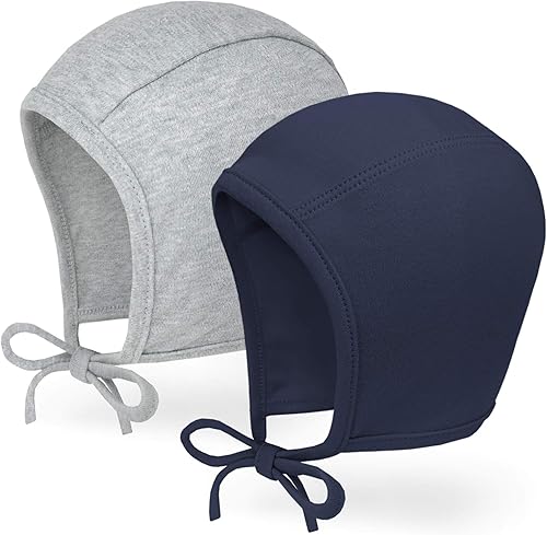 Happy Tree Paquete de 2 gorros para bebé, ultra suave, 100% algodón, gorro piloto para niños pequeños, 9.8 ft, 19.7 ft, 39.4 ft, 78.7 ft