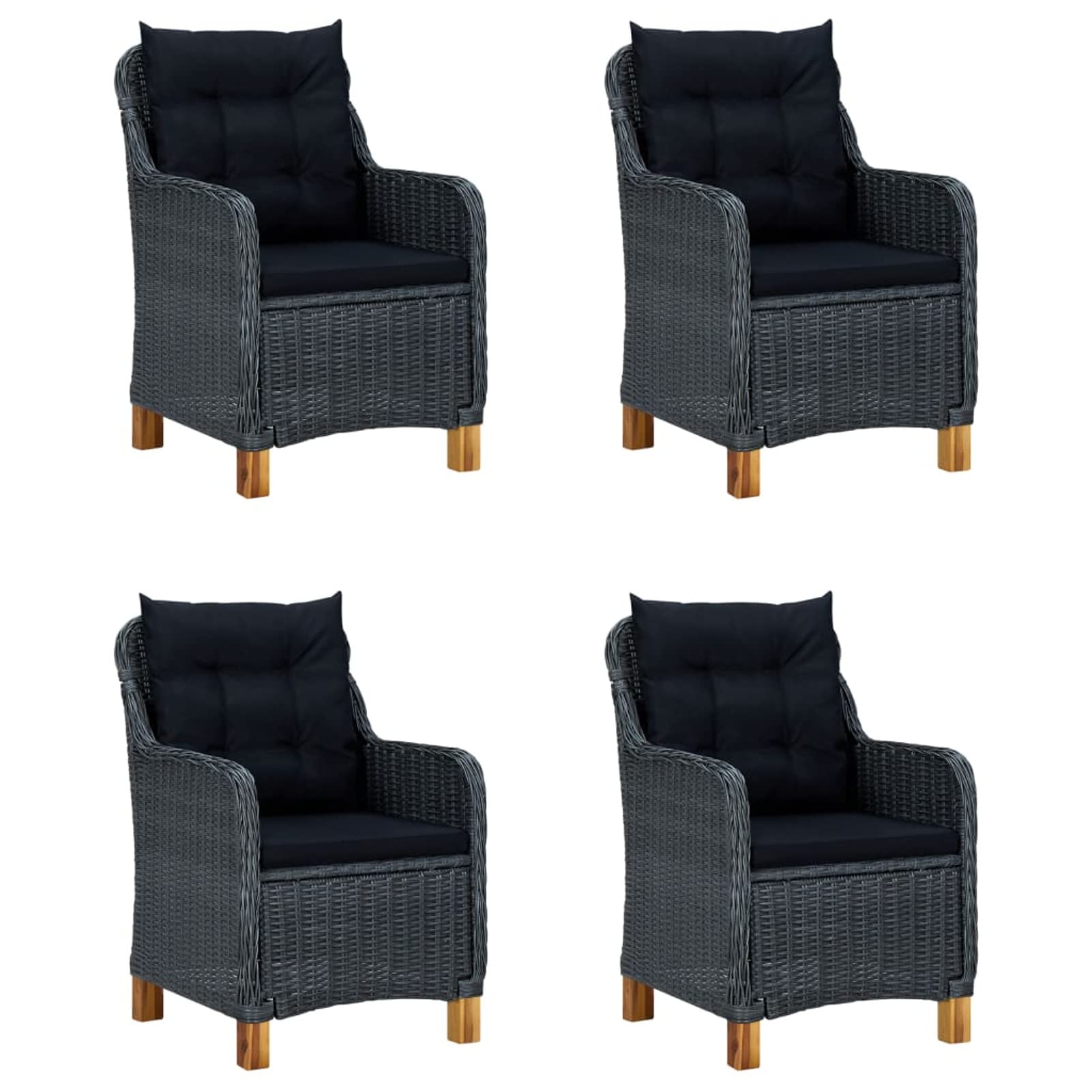 Juego de Comedor para jardín de 5 Piezas Gris Oscuro Mesa Jardin Exterior Conjunto Mesa Y Sillas Jardin - 3068789