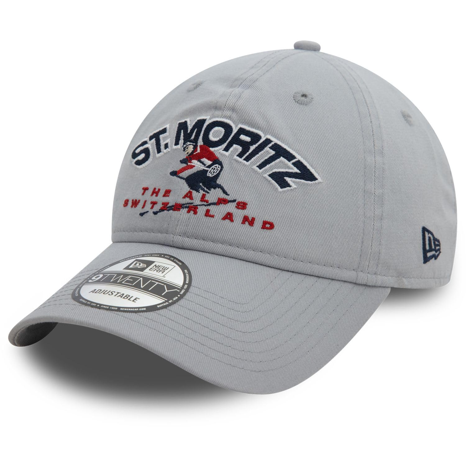 New Era Unisex Grey Adult's 9Twenty St Moritz Ski-Ing The Alps Switzerland Branded Baseball Cap Hat