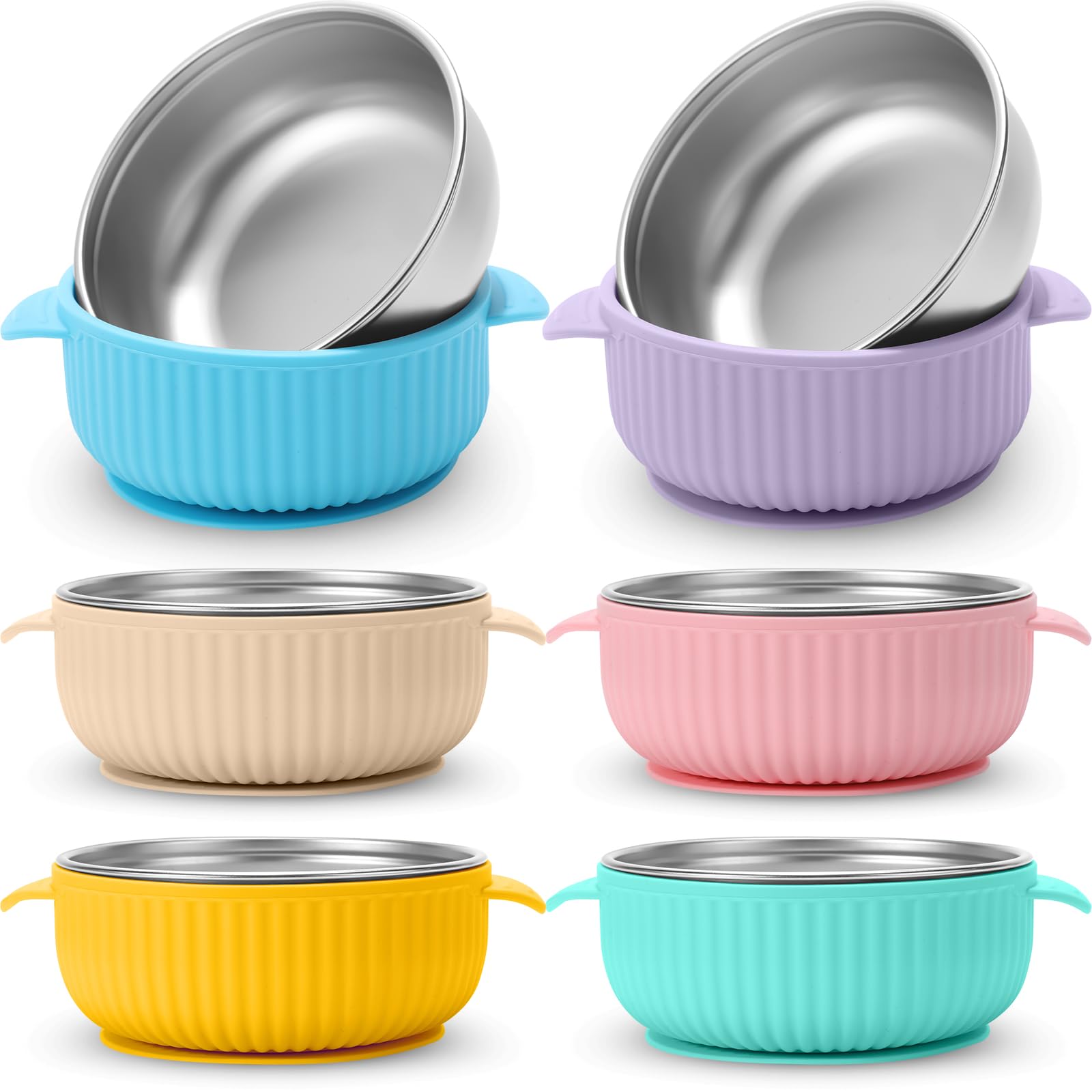 Gamelles inox bébé anti-brûlure Nuogo avec ventouse d'aspiration puissante