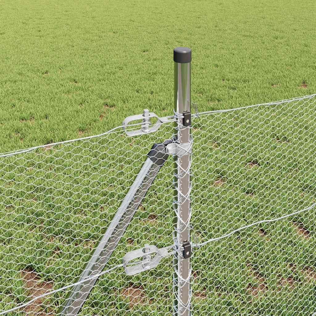Słupki ogrodzeniowe, srebrne, 100 x 0,6 m (szerokość oczek 13 mm), wytrzymała stal do ogrodu i na taras, odporna na warunki atmosferyczne, ochrona przed korozją, idealne jako ochrona przed wzrokiem
