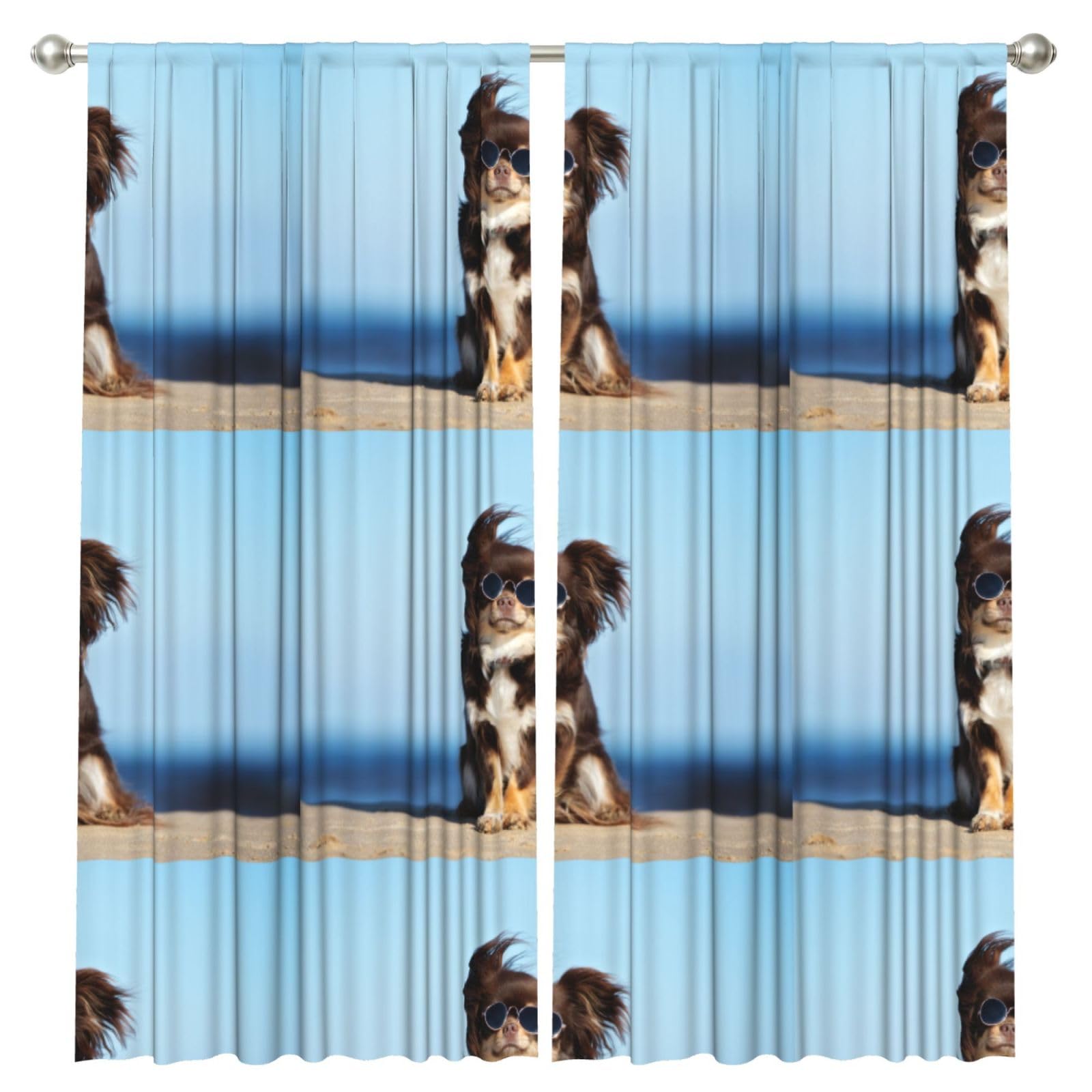 InOmak Funny Chihuahua Dog, 2 Panels Window Curtains 52 x 84 Inch Blackout Curtains for Living Room Bedroom