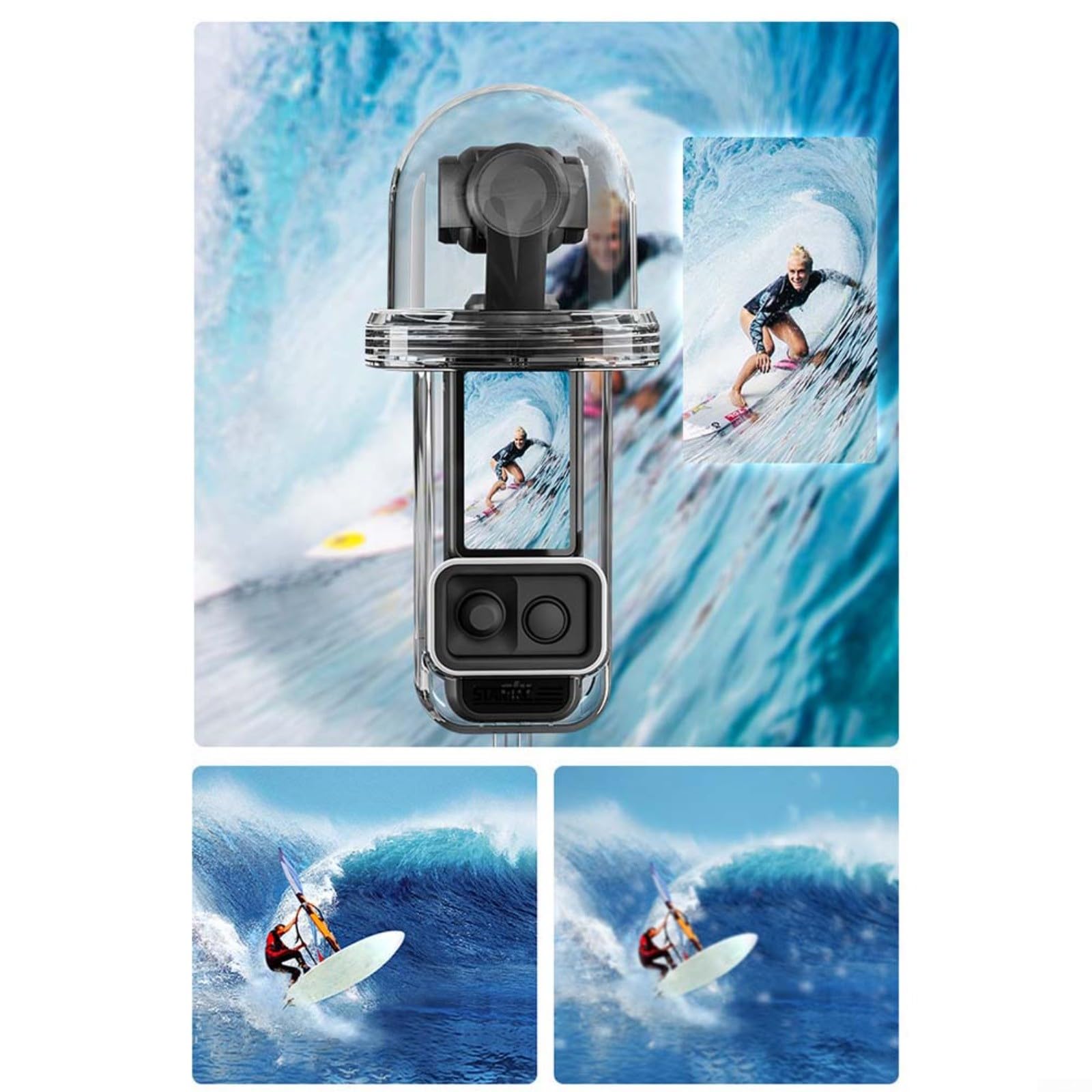 Custodia protettiva impermeabile Pocket 3, custodia subacquea da 45 m con guscio in PC trasparente, per copertura subacquea compatta snorkeling e nuoto